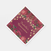 レッドローズ金ゴールドストリングライトスターズキンセアニラ スタンダードランチョンナプキン (角)