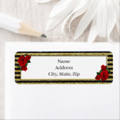 レッドローズ金ゴールドブラックストライプ住所 シール (インサイチュ)