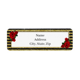 レッドローズ金ゴールドブラックストライプ住所 シール