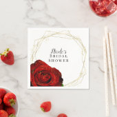 レッドローズ金ゴールド幾何学模様ブライダルシャワー スタンダードカクテルナプキン (インサイチュ)