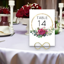 レッドローズ金ゴールド幾何学的リングや輪結婚ズ テーブルナンバー