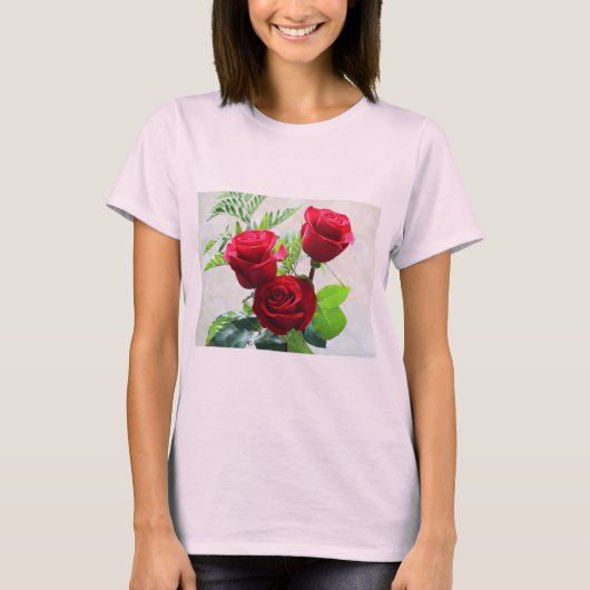 レッドローズ開花Tシャツ Tシャツ (正面)