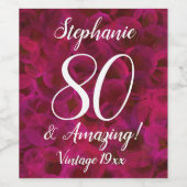 レッドローズ80と素晴らしい誕生日パーティー ワインラベル (シングルラベル)