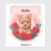 レッドローズ&かわいいヨークシャーカスタム シール (シート)