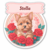 レッドローズ&かわいいヨークシャーカスタム シール (正面)