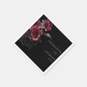 レッドローズ&こうもり結婚ハロウィーン – Black 2 スタンダードカクテルナプキン (角)