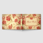 レッドローズ、クリーム、タンアンティークフローラゲストブック ゲストブック (全面)