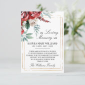 レッドローズ&グリーン葉悔やみや弔慰メモリ サンキューカード (スタンド正面)