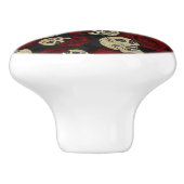 レッドローズ&スカルグレーブラックフローラゴシック セラミックノブ (側面)