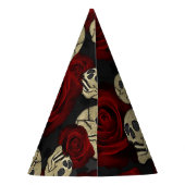 レッドローズ&スカルグレーブラックフローラゴシック パーティーハット (裏面)