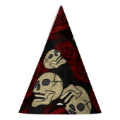 レッドローズ&スカルグレーブラックフローラゴシック パーティーハット (左)