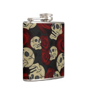 レッドローズ&スカルグレーブラックフローラゴシック フラスク (右)