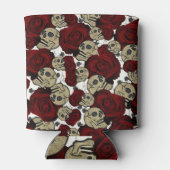 レッドローズ&スカルグレーホワイトフローラゴシック 缶クーラー (裏面)