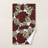 レッドローズ&スカルブラックゴシックホワイトフローラ バスタオルセット (ハンドタオル)