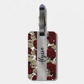 レッドローズ&スカルブラックゴシックホワイトフローラ ラゲッジタグ (裏面縦)