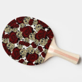 レッドローズ&スカルブラックゴシックホワイトフローラ 卓球ラケット (横)