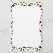 レッドローズ&ステム – 花の写真パターン 便箋 (裏面)