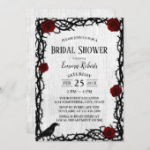 レッドローズ&ソーンフェアイ素朴ターレブライダルシャワー 招待状 (正面/裏面)