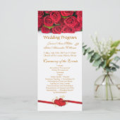 レッドローズ&ハート結婚式 プログラムラックカード プログラム (スタンド正面)
