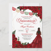 レッドローズ&パペルピカドキンセアニラ15誕生日 招待状 (正面)