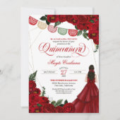 レッドローズ&パペルピカドキンセアニラ15誕生日  招待状 (正面)