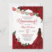 レッドローズ&パペルピカドキンセアニラ15誕生日 招待状 (正面)