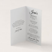 レッドローズ&パールズ葬儀記念祈りの言葉 名刺 (内部)