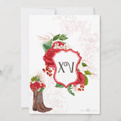 レッドローズ フラワークレスト ウエスタンカウボーイ チャロ キンセ 招待状 (裏面)