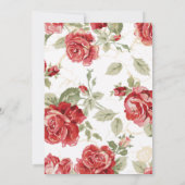 レッドローズ、フローラクラシックプリント結婚式招待状 サンキューカード (裏面)