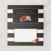 レッドローズ、ブラック、ホワイト&金ゴールドストライプ- プレイスカード (外部開封)