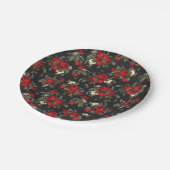 レッドローズ&ベビーブレスフローラ紙パーティープレート ペーパープレート (アングル)