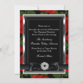 レッドローズ&ボウブラックタイ企業のディナーパーティー 招待状 (裏面)