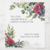 レッドローズ&ユーカリ結婚ーズトースト ワインラベル (シングルラベル)