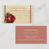 レッドローズ&レース付きミュージックシート 名刺 (正面/裏面)