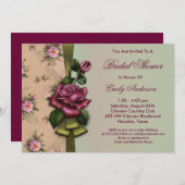 レッドローズ ヴィンテージ ブライダルシャワー 招待状 (正面/裏面)