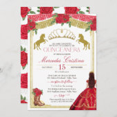 レッドローズ&金ゴールドウエスタンシャーロドレスキンセアニラ 招待状 (正面/裏面)