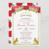 レッドローズ&金ゴールドウエスタンチャロウズキンセアニラ 招待状 (正面/裏面)