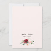 レッドローズ&金ゴールドウォーターカラーフローラ結婚ズ 招待状 (裏面)