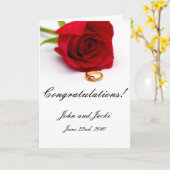 レッドローズ&金ゴールドダイヤモンドリングや輪 カード (黄色い花)