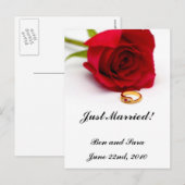 レッドローズ&金ゴールドダイヤモンドリングや輪 案内ポストカード (正面/裏面)