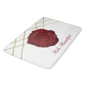 レッドローズ&金ゴールドラインズフローラシックグラムエレガント バスマット (アングル)