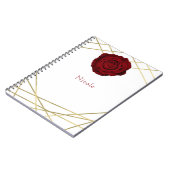 レッドローズ&金ゴールドラインフローラ幾何学的ガラスカスタム ノートブック (左側)