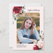 レッドローズ&金ゴールド水彩卒業パーティー 招待状 (裏面)