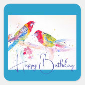 レッドローセルラパロットウォーター絵を描カラーの芸術 スクエアシール (正面)