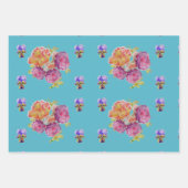 レッドローセルラパロットウォーター絵を描カラーティール（緑がかった色） ラッピングペーパーシート (正面2)