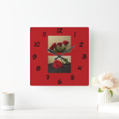 レッドローゼアクリルウォールクロック スクエア壁時計 (ホーム)