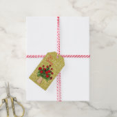 レッドローゼインベイベリー金ゴールドフェイクグリッター ギフトタグ (より糸付き)