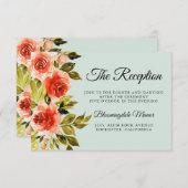 レッドローゼウォーターカラーボタニカルウェディングレセプション エンクロージャーカード (正面/裏面)