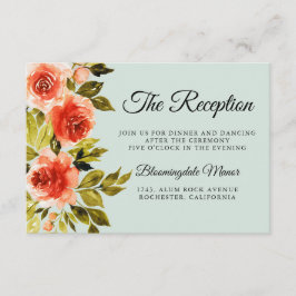 レッドローゼウォーターカラーボタニカルウェディングレセプション エンクロージャーカード