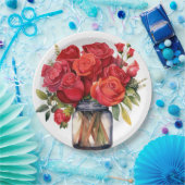 レッドローゼエレガントな結婚式 ペーパープレート (パーティー)